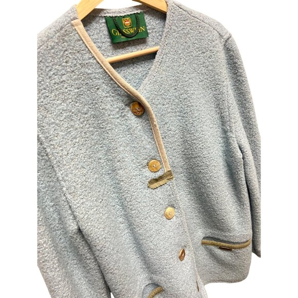 Giesswein Vintage 90's Blue Wool Cardigan Jacket Coatigan - Picture 1 of 6